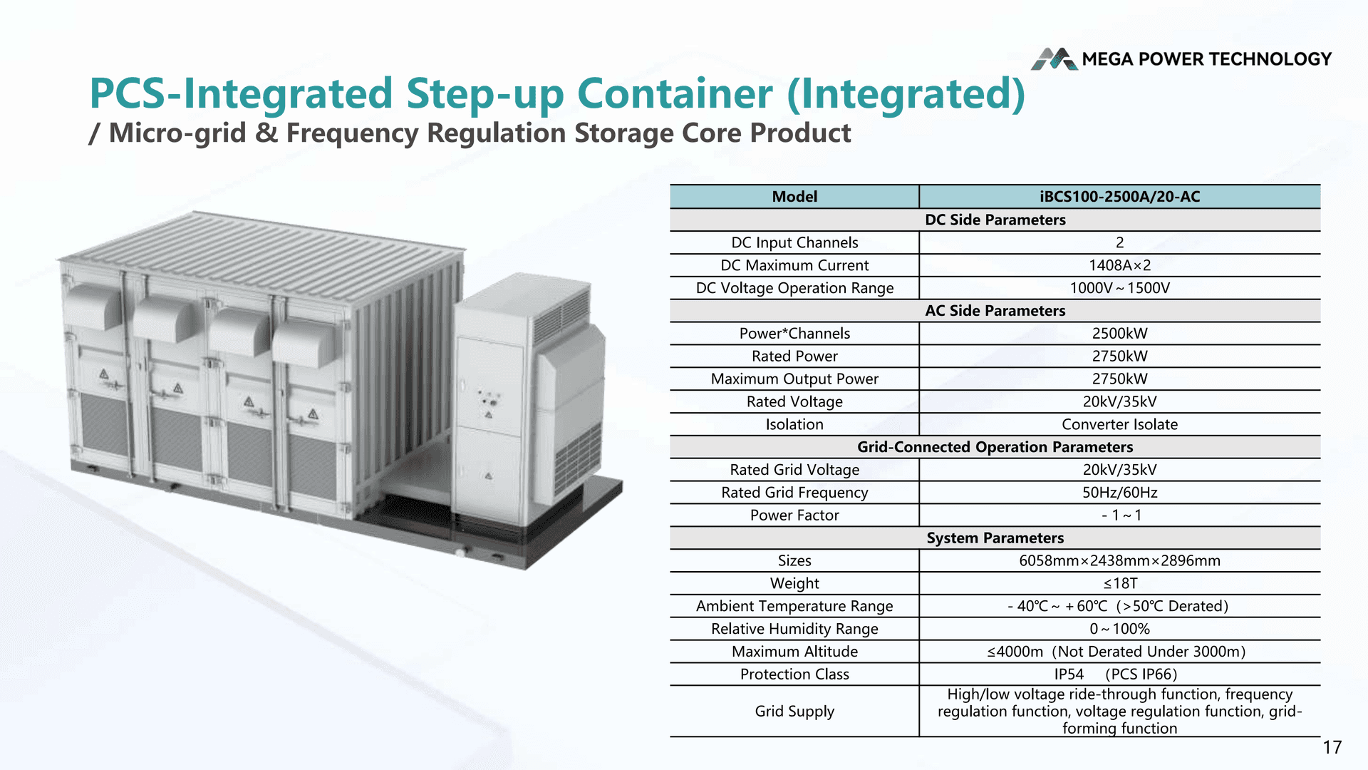 PCS-Integrated Step-up Container (Integrated) iBCS100-2500A/20-AC